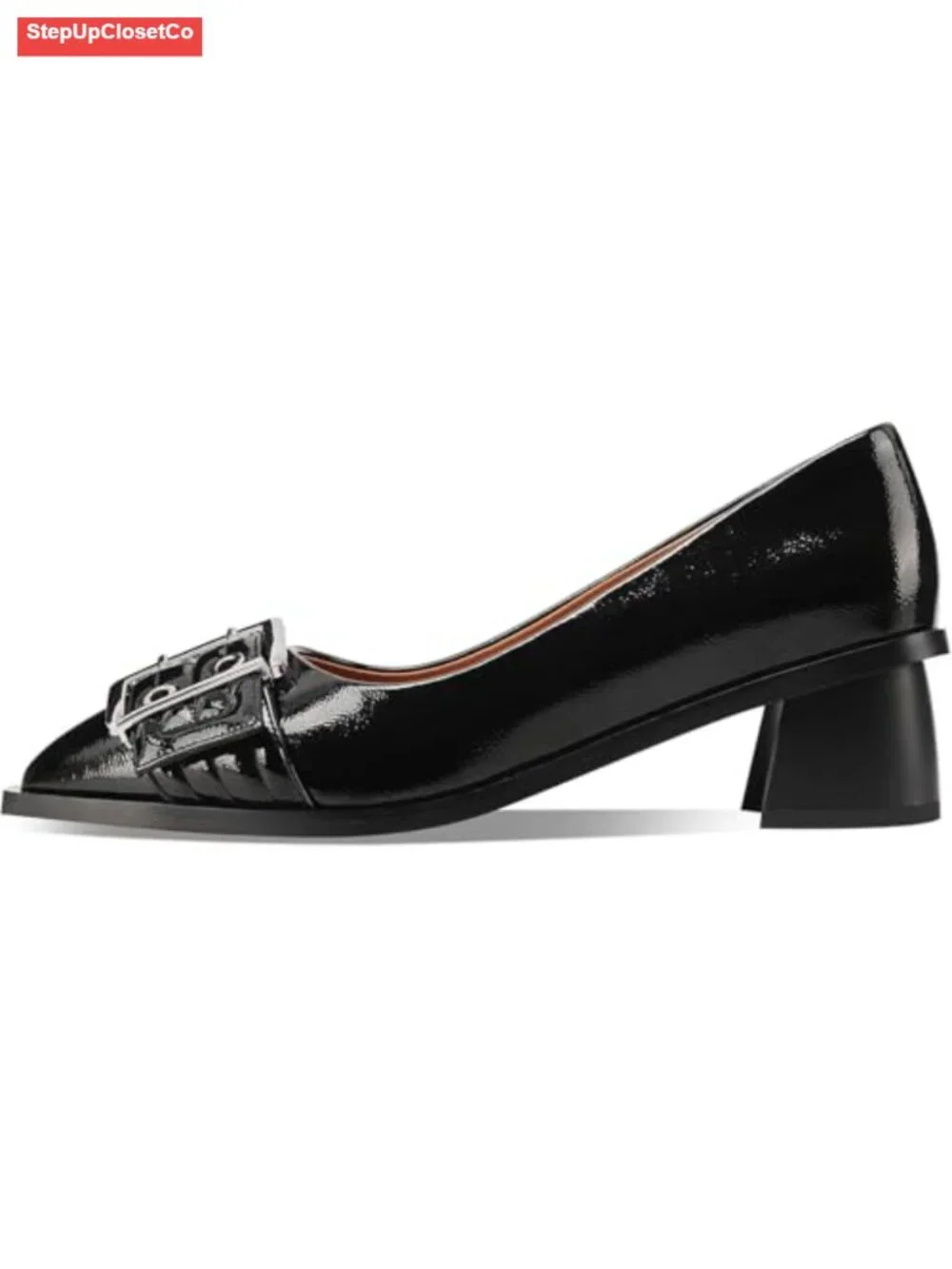 Women's Chunky Low Block Heels Mary Jane Closed Toe Work Pumps Pointed Toe